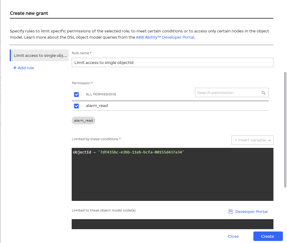 Admin Portal grant