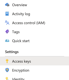 Access keys section of ACR