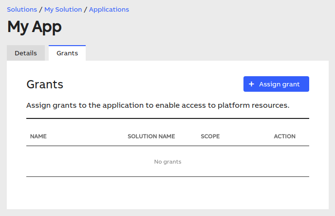 App Grants View