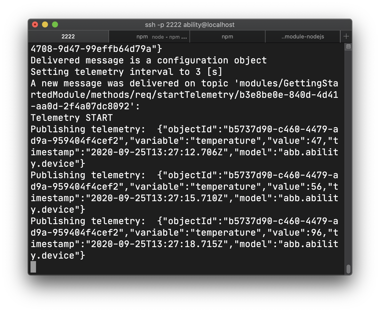 Edge module telemetry started