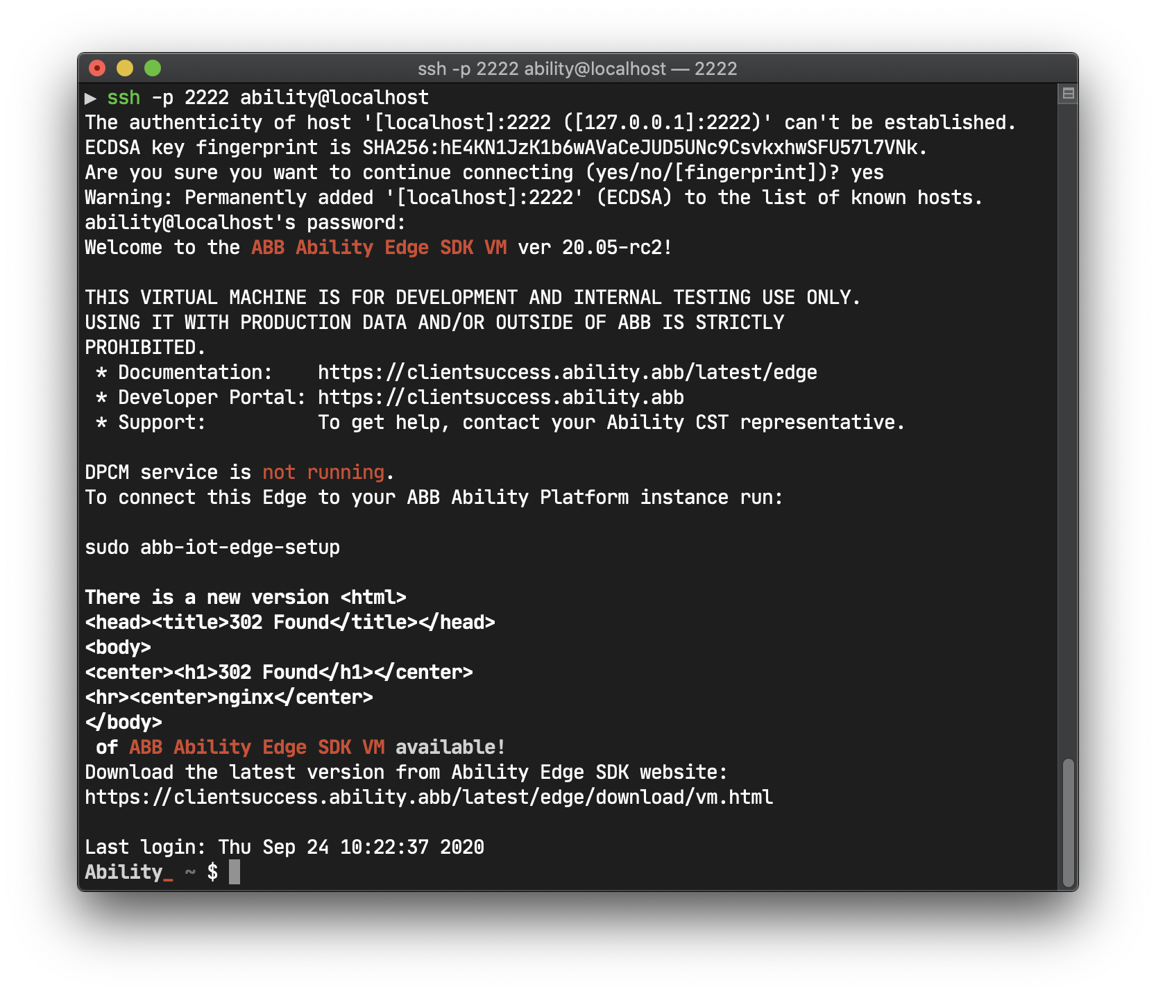 Ability Edge SDK VM