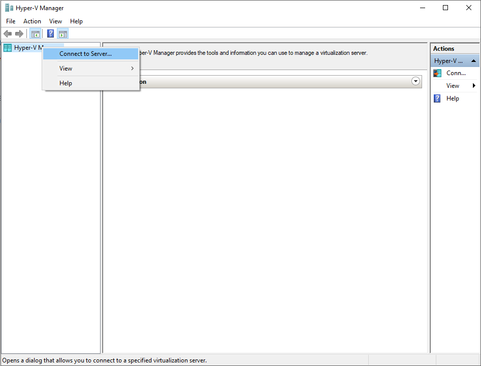 Hyper-V main window
