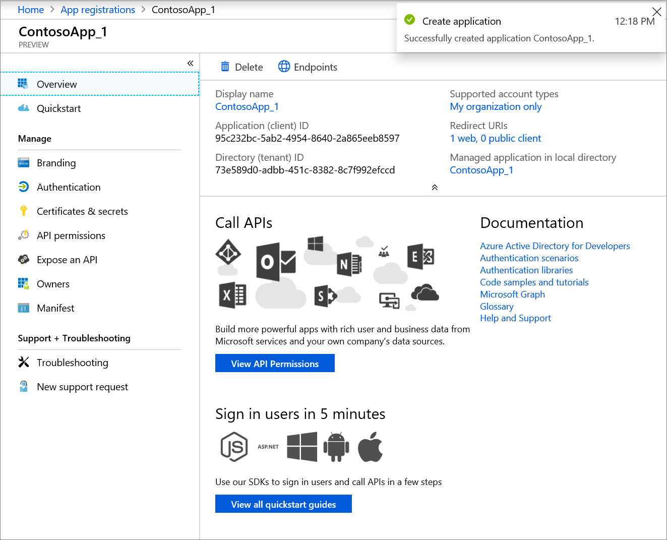 Create AAD App