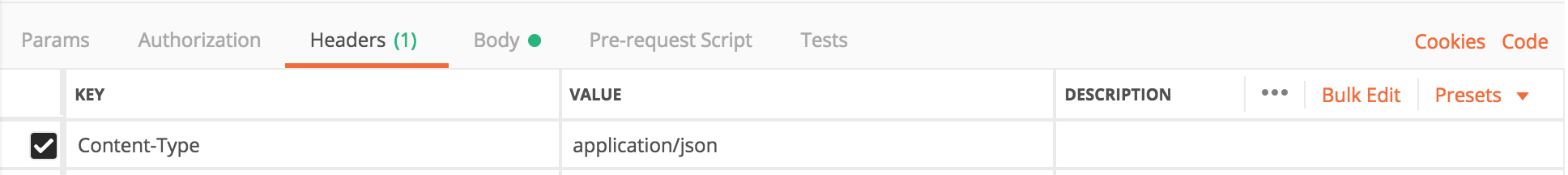 Postman request headers