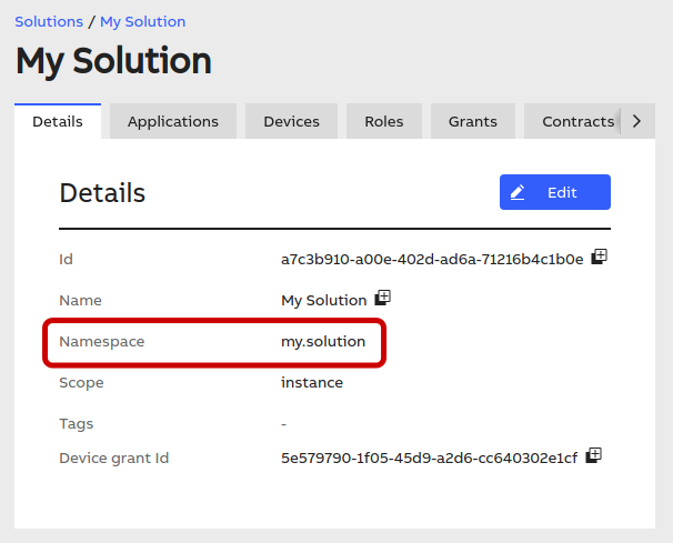 Solution namespace