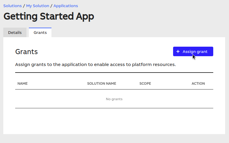 Assign grant button