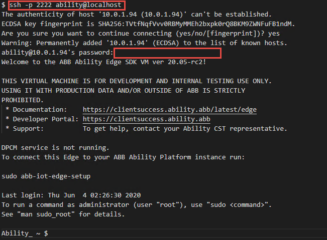 SSH connection