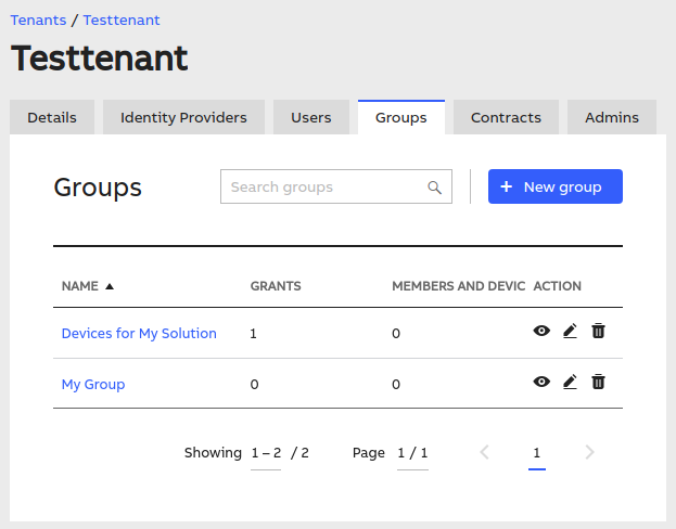 Tenant groups view