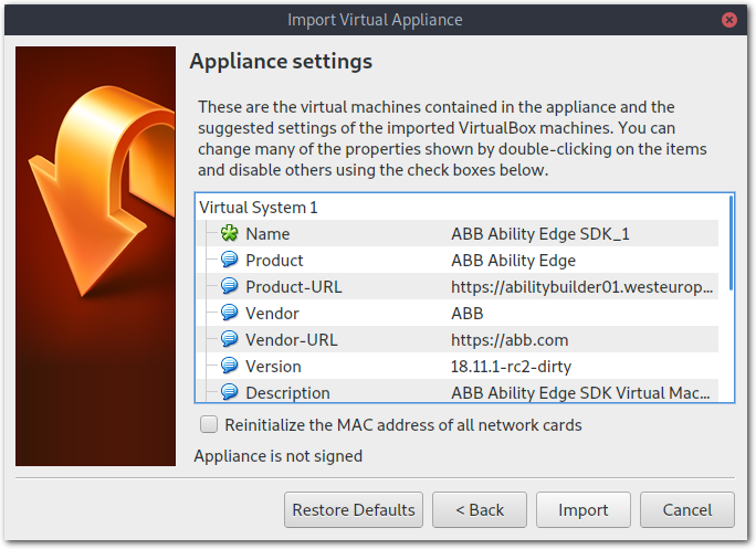 VirtualBox Import