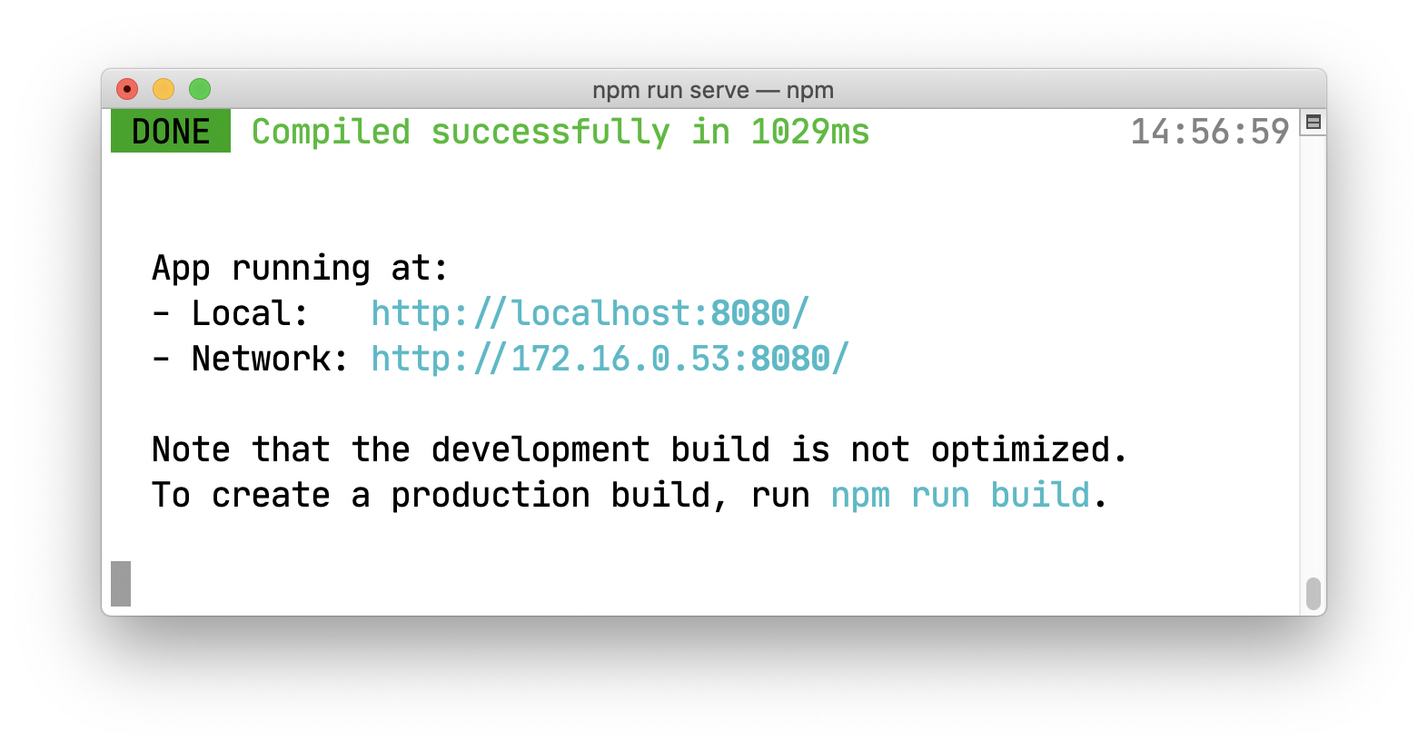 Vue CLI Running